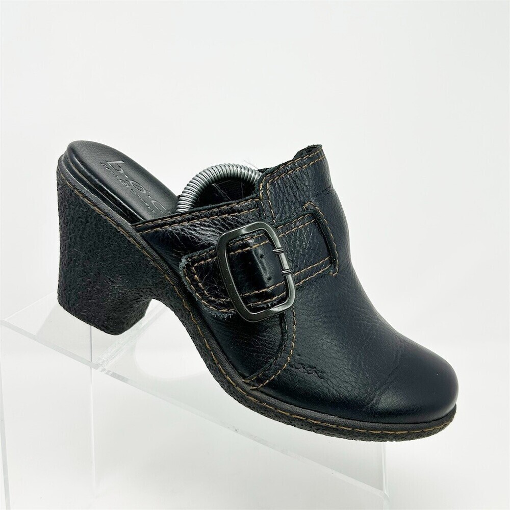 b.o.c. Born Concepts Womens Black Buckle Clog Mule Block Heel Slip-On Size 9
